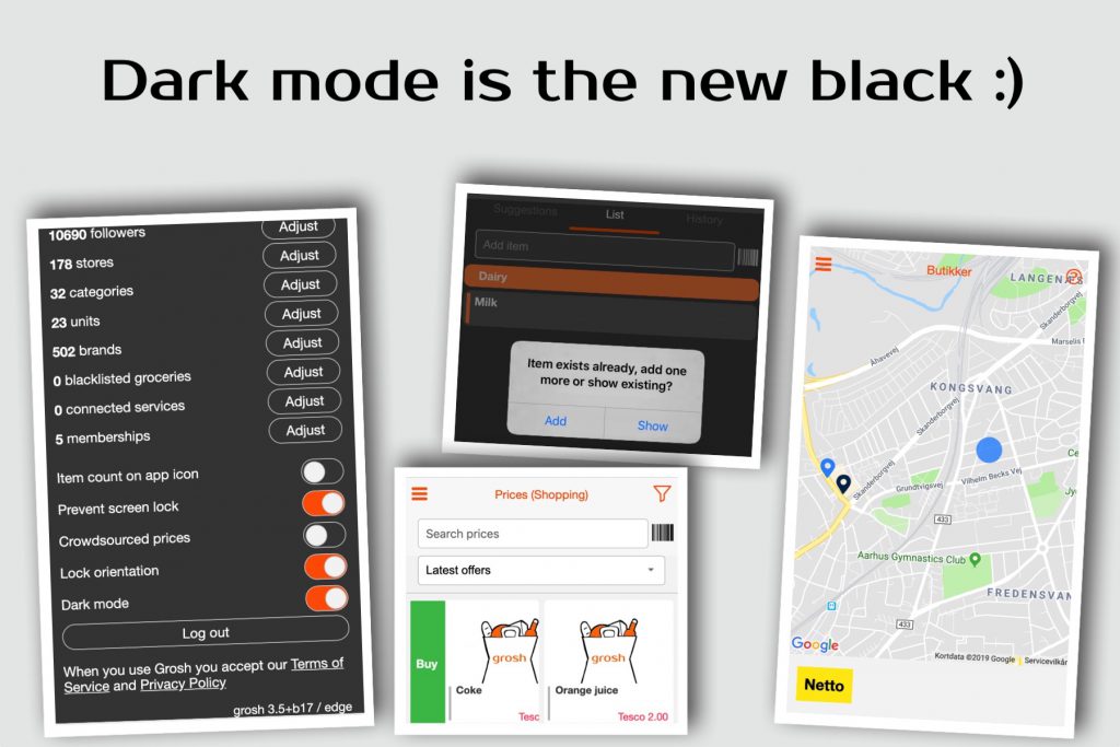 Dark mode is the new black :) - Grosh