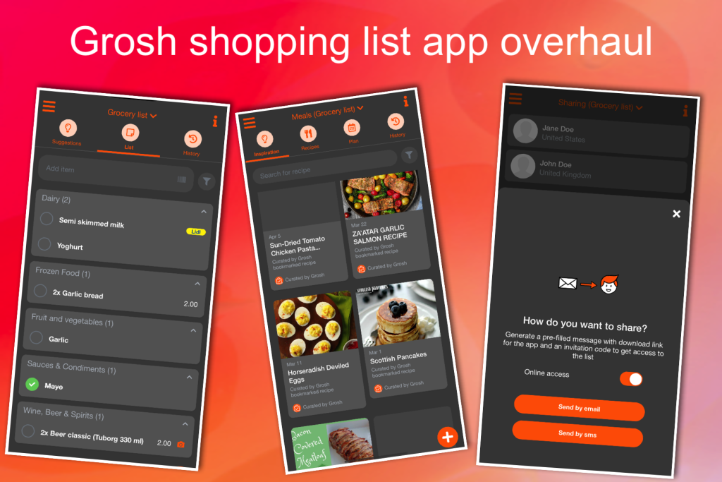 Grosh shopping list app overhaul